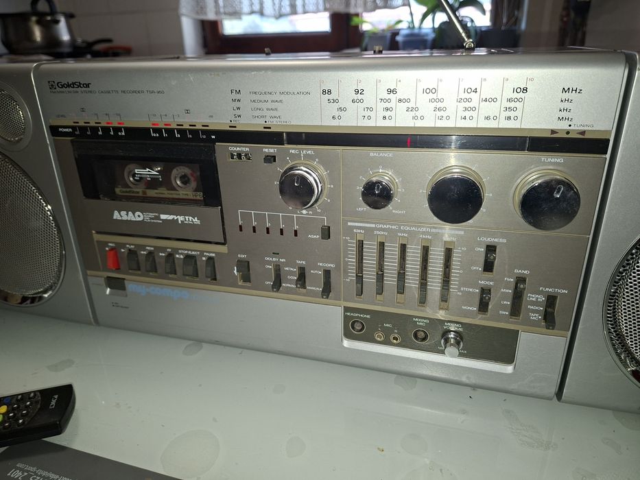 Goldstar TSR-950, Ghettoblaster Boombox masiv, Korea 1985, de colecție, difuzoare detașabile,pe 3 căi