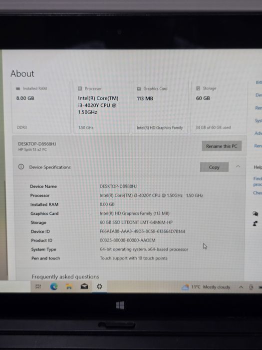 Hp Split x2 i3/8gb Vândut
