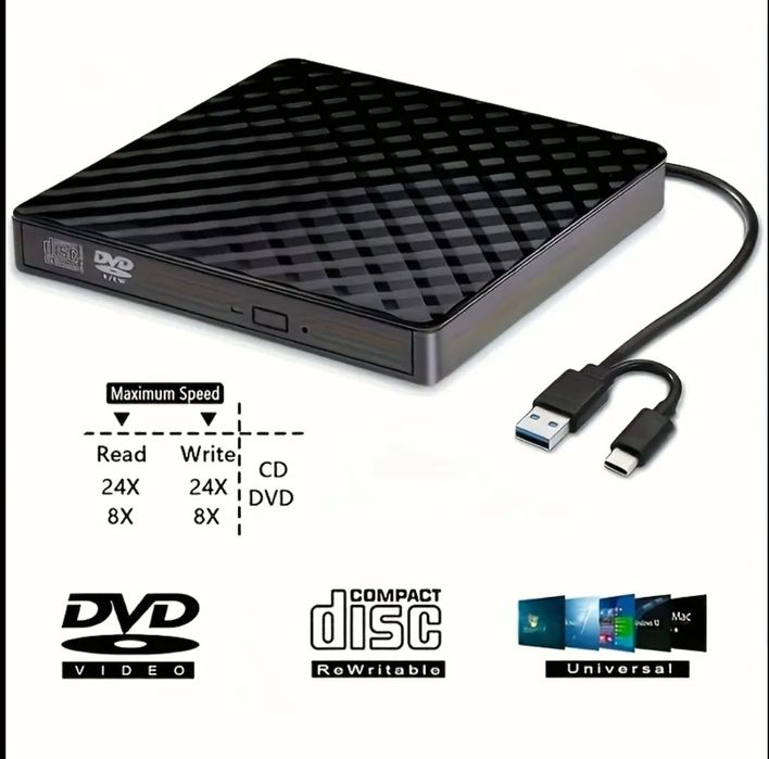 CD Player Portabil DVD RW Scriere MP3 DVD CD Extern unitate optică