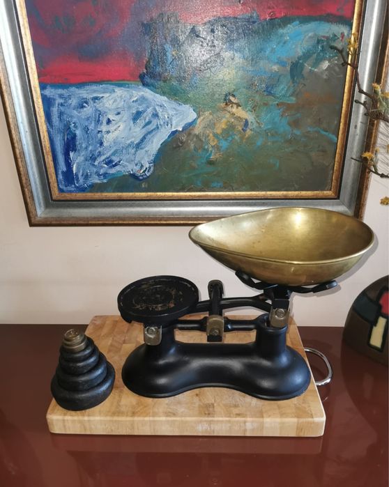 Антикварен кантар винтидж чугун и месинг VICTOR England от 60-70те г.