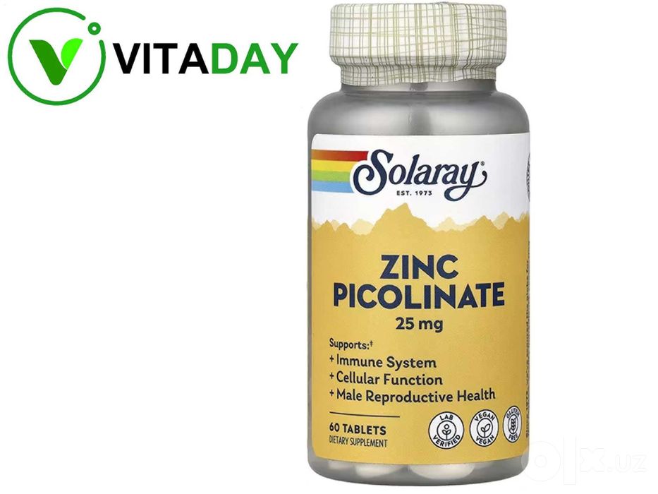 Solaray Zinc Picolinate пиколинат цинка, 25 мг, 60 таблеток