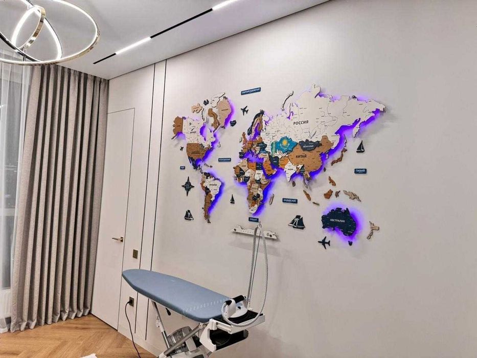 Карта мира интерьерная