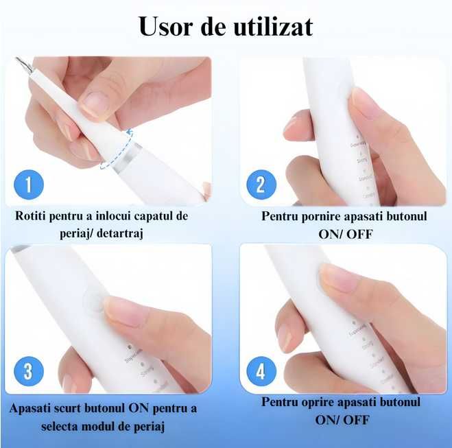 WellLuck 2 в 1 комплект за почистване на зъбите, четка за зъби и устройство за почистване на зъбен камък, бял цвят