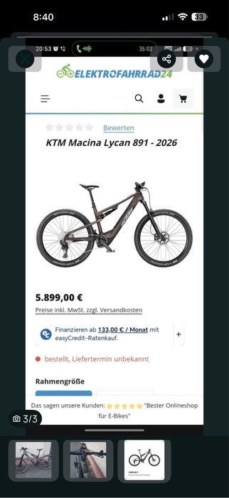 Bicicleta electrica full suspensii KTM Macina Lycan 891 - 2026 Bosch gen 6, baterie 800, 120nm, 390km,marime S roti 27.5