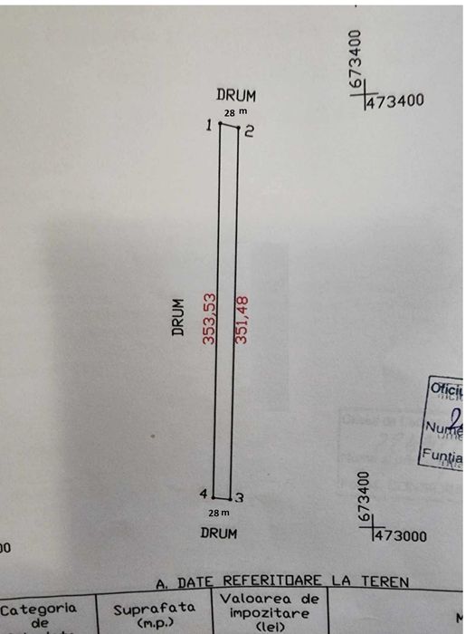 Teren 6.000 mp. Petresti. drum pe lungime si la capete 17.5 / 350m.