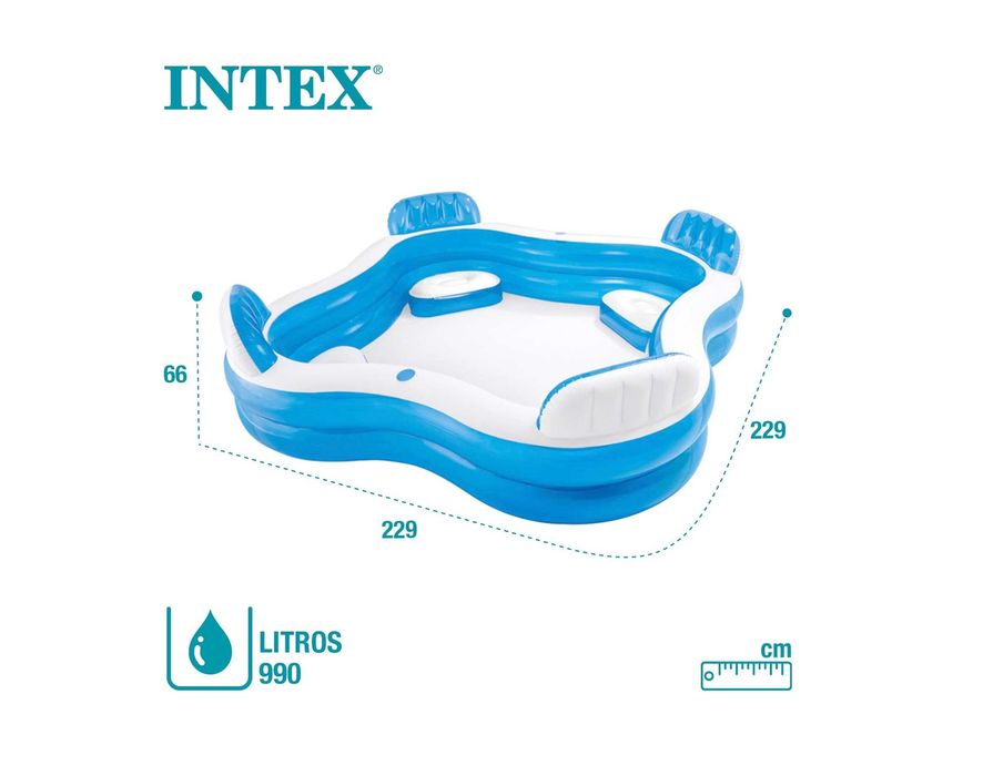 Надуваем басейн Intex 229 х 66 см 4 седалки