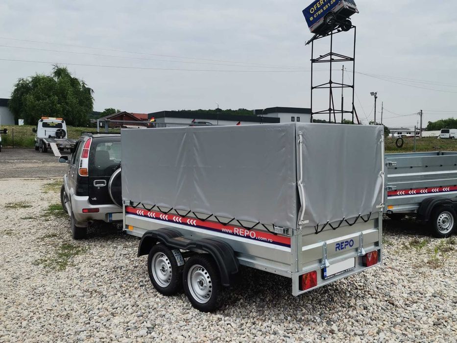 Remorca 750 kg  doua axe Repo,auto,moto,atv ,basculabila Noua