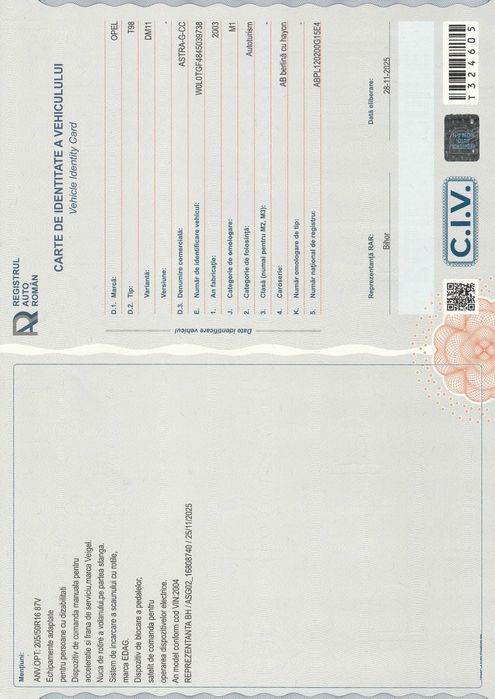 Opel Astra G adaptata pt. persoane cu handicap