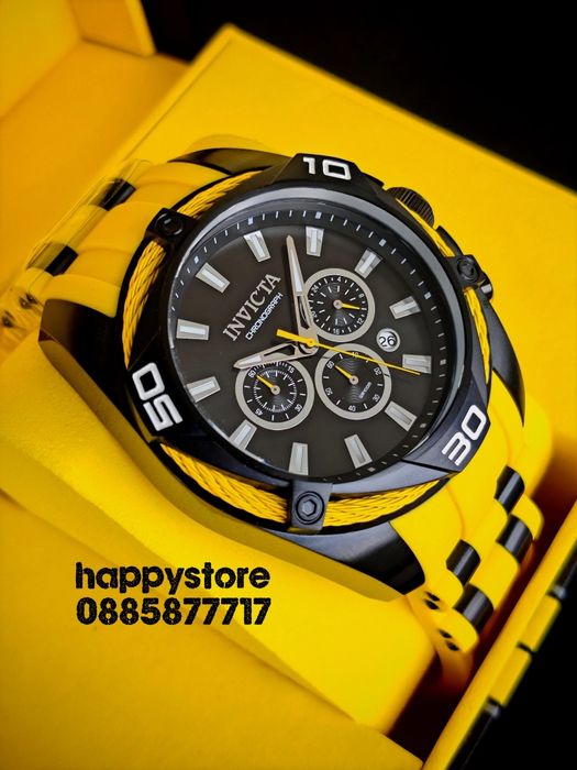 INVICTA Vanguard Yellow/Black 50mm, Инвикта нов ръчен часовник