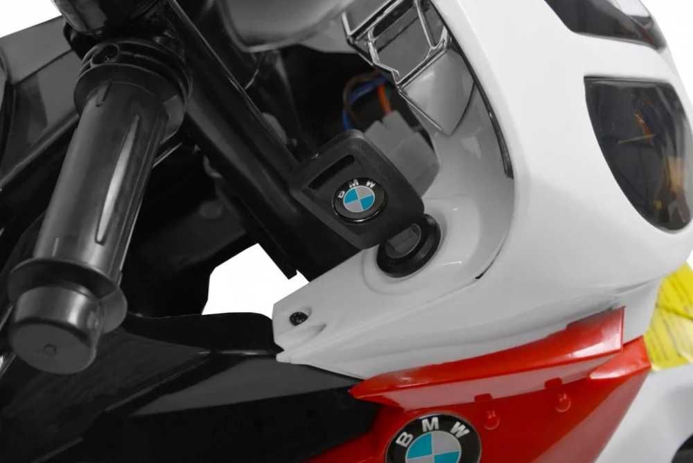 Motocicleta electrica copii 12V 90W BMW 528 RR roti eva  scaun piele