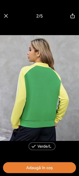 Bluza trening fete femei marimea L poliester BRAZILIA verde galben ros