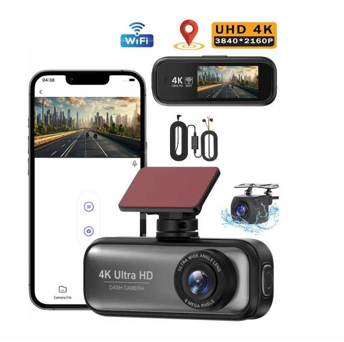 Camera de bord auto DVR, inregistrare video 4K UHD, cu Vedere Nocturna