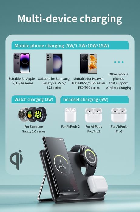 Hoco CQ2 Magnetic 3в1 PD-30W Samsung Galaxy 24 25 Ultra Watch Buds