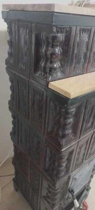 Soba teracota pe lemne, cu marmura, Aba, 1320 x 465 x 465 mm