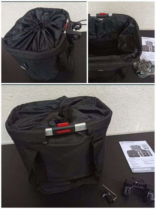 Geanta cos textil bicicleta pliabil fata impermeabil cumparaturi caine