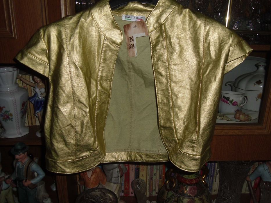 vesta piele ,noua, auriu metalizat