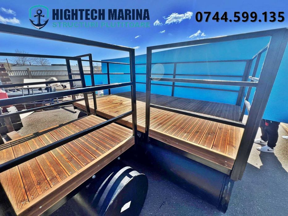 Ponton de agrement pentru pescuit si relaxare cu flotori din plastic