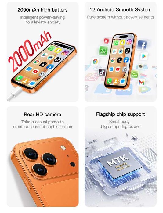 Оригинален ONEMYTH® A18 Pro 4G Микро / Мини Смартфон НОВИ БРОЙКИ