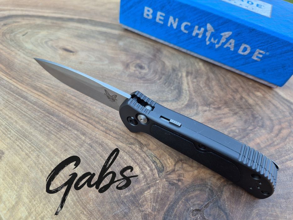 Автоматичен нож Benchmade 9750 Mini Coalition AUTO ,S30V сатенено гладко острие, сиви алуминиеви дръжки с черни G10 инкрустации