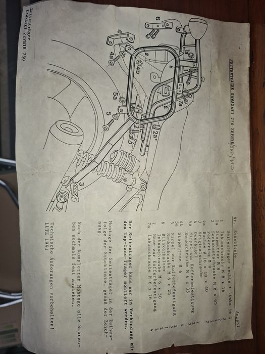 Suport genti moto kawasaki zephyr 550/750/1100