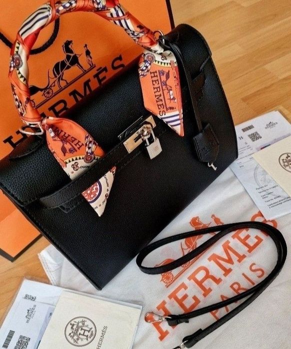 Geanta Hermes Kelly Medium Noir, curea detasabila,saculet, etichetă