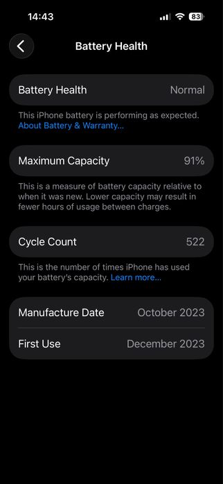 iPhone 15 Pro 128GB Nat. Titanium - 91% Sanatate baterie