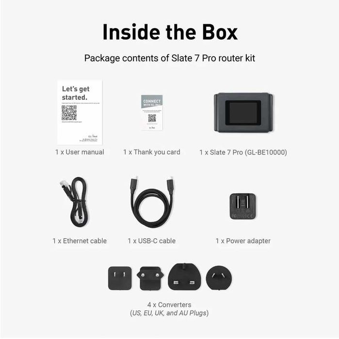GL-iNet Slate 7 Pro (GL-BE10000) Tri-band Wi-Fi 7 Travel Router/ Мощен ВПН рутер