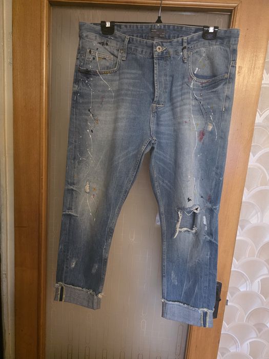 Vestă blug GLOW (XL) + Blugi ZARA MAN (46) cu stropi și rupturi, 100 lei / buc