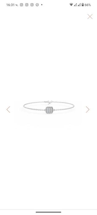 Нежна гривна от бяло злато с висулка, печат 585