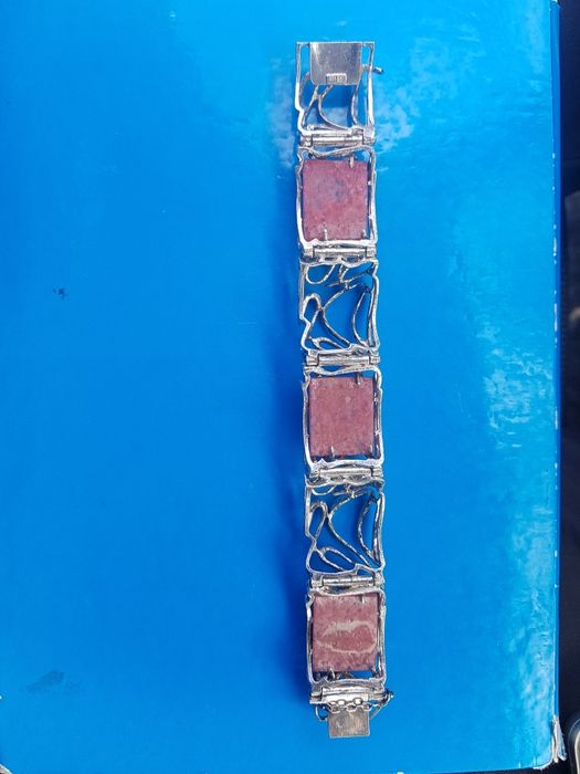 Bratara argint masiv 925,Mexico pietre roz, model deosebit