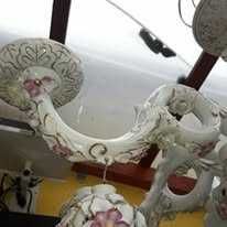 Candelabru cu opt brare din portelan