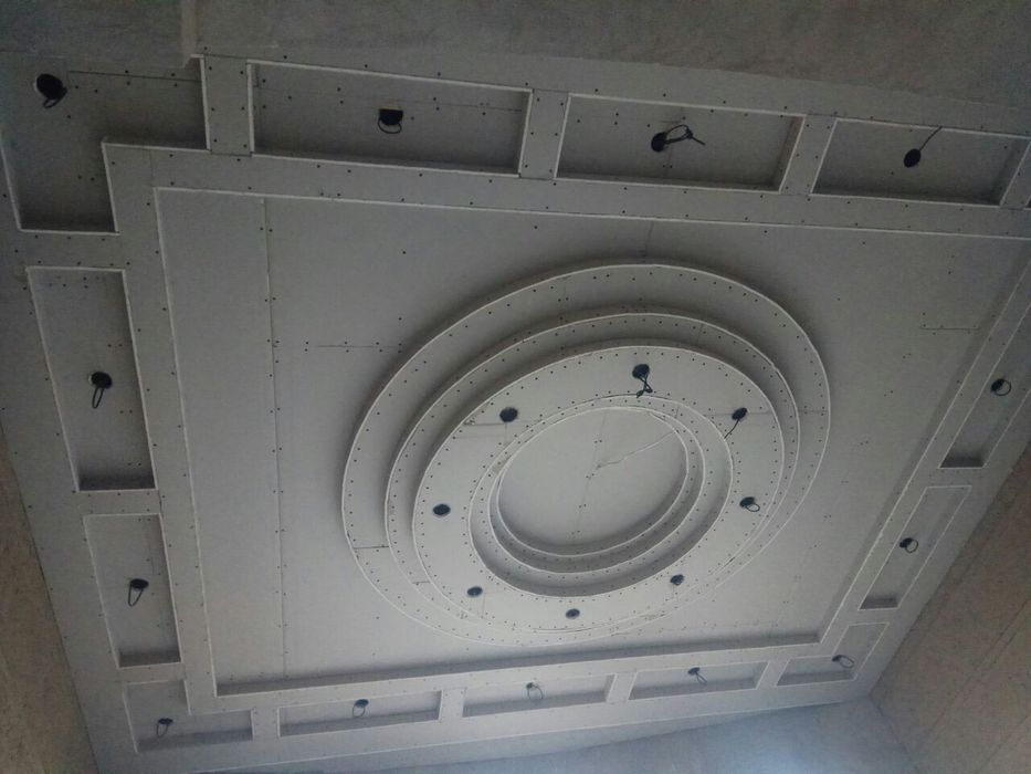 Гипсокартондан девор пергоротка потолок фигура киламиза