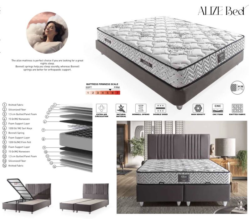 Тапицирана спалня Alize Bed - Strong Grey