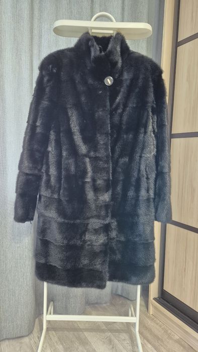 Норковая шуба (черная) 100 см