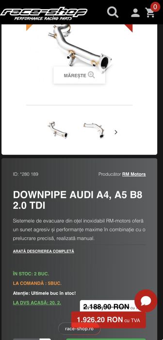 Downpipe Audi A4B8 / A5  2008-2015