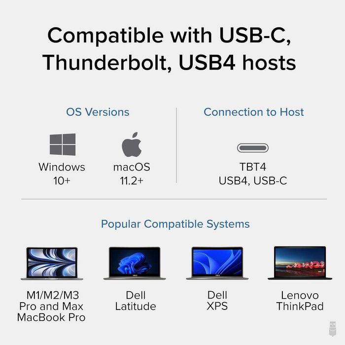 Plugable докинг станция Thunderbolt 4, един 8K или два 4K HDMI, 100 W