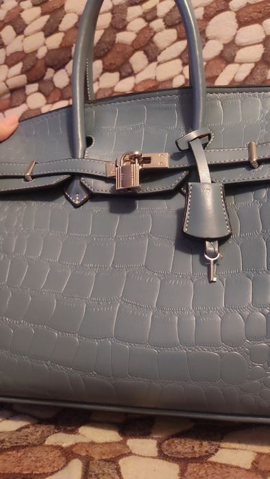 Hermes сумка голубой цвет