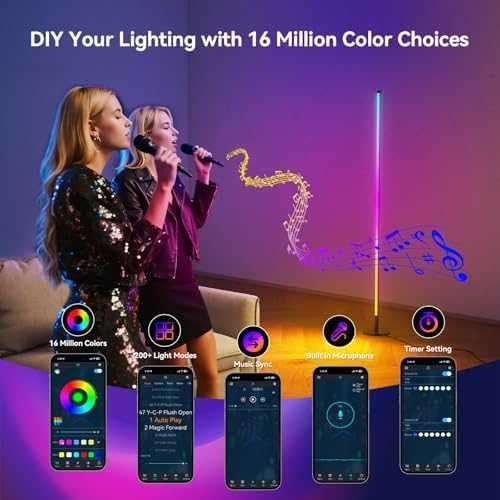 2 броя LED ъглови лампи приложение 16М цвята парти гейминг осветление