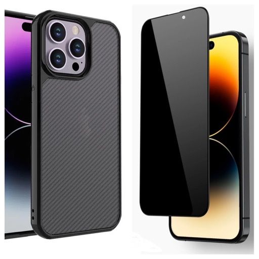 Iphone 12/13/14/PRO/MAX/PLUS - Husa Carbon Semi + Folie Sticla Shield