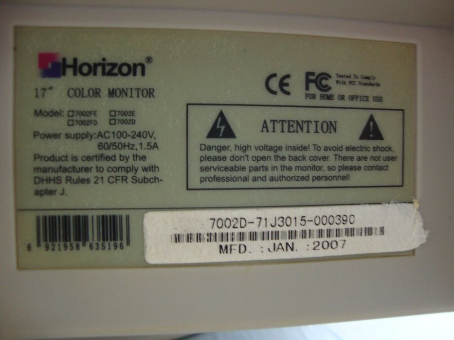 Monitor CRT Horizon 7002D, diagonala 17 "