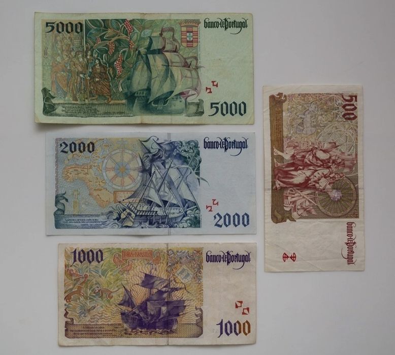 Lot 4 bancnote Escudo Portugalia