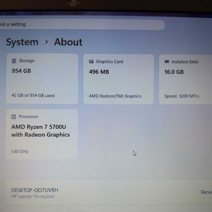 Laptop HP 15s AMD Ryzen 7 5700U SSD 1TB RAM 16GB Silver - GARANTIE 12 LUNI | TrueGSM