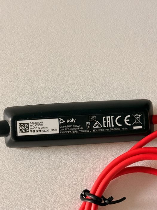 Casti Poly Blackwire 5220 +3.5mm Jack +USB-C/A Adapter