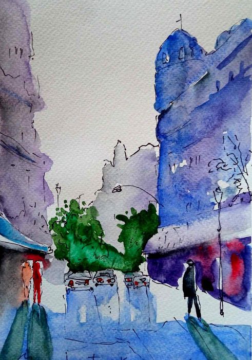 Акварели, ръчна хартия