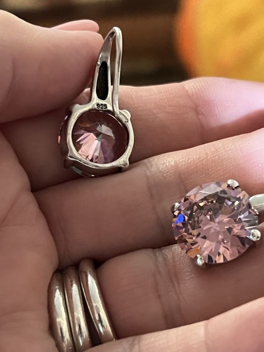 Cercei de argint masiv cu zirconia roz