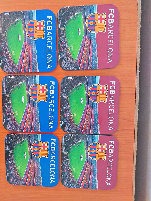 6 Suport pahar Fc BARCELONA-Barca original+2Pelerina Rom-Danemarca2003
