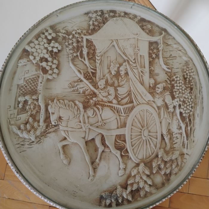 Măsuță cafea vintage , peisaj japonez