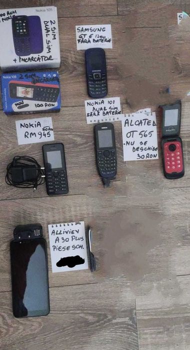 Telefoane NOKIA 101,105.108,RM 945/ALLVIEW A30,Samsung=noi,folosite