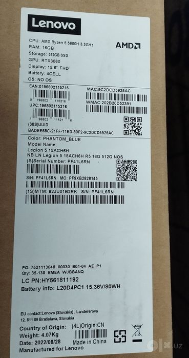 Lenovo legion 5 video karta 3060.6.gb