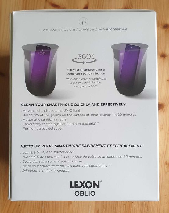 Stație wireless 2in1 pentru încărcare și sterilizare telefon. Sigilat. Lexon